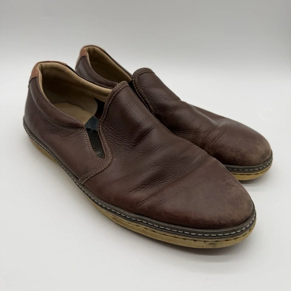 Johnston & Murphy Men's McGuffey Leather Slip-On Shoes Brown Size 10.5 FLAW